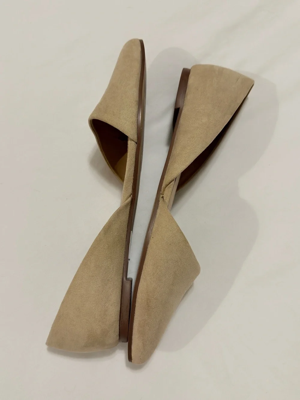 J. Crew Tan Pointed D'Orsay Suede Flats